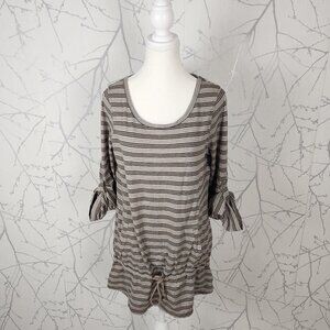 Royal Robbins Beinge Stripe Cotton Linen Cinch Waist Tunic
